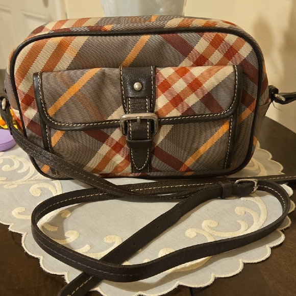 Burberry Plaid Blue Label Crossbody Bag - Brown and Orange - Picture 1 of 9